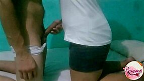 Babysitter bends over for cum on ass in homemade video