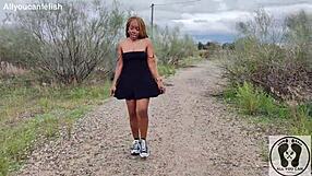 Ebony's Big Ass And Tits Tease In Upskirt Walk.