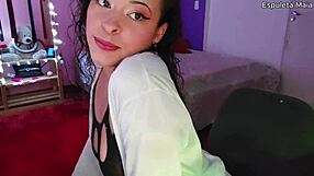 A hot latina with natural tits attempting to suck her own breast