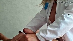 beautiful milf doctor flashes big tits in hospital, surprising patient with monster cock