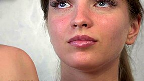 Blonde virgin Victoria gets shy at first casting ever! 😳