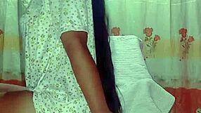 amateur couple with long hair fucking hard at home.