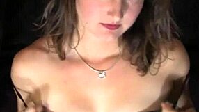 Sweet flower girl frolicks on the bed, stripping down to nothing