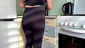 stepson surprises pregnant stepmom with kitchen doggystyle fucking