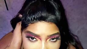 Latina babe deepthroats monster cock before getting her ass fucked