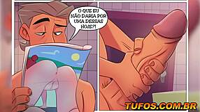 Surprise in the bathroom with a young girl scared by the size.