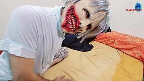 I dressed as a ghost lady for Halloween and had fun with my partner.