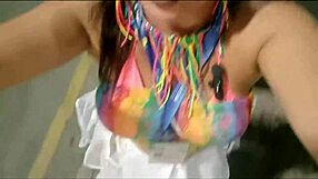 Latina Flashes Clit in Car During Carnival Solo Fetish