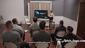 A bimbo leads a hands-on sex workshop