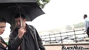 Kova vaimo nauttii rotuerottelua anaali seksiä isolla kyrvällä, syväkurkkua ja likaisia nuolaisuja isolle perseelle