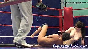 Hell Yeah! Big-Titted Euro Dykes Wrestle Hard on the Floor!