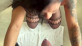 Gorgeous petite Latina facefucked and fucks puke covered dick