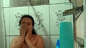 Gostosa Latina Brunette Showers, Exposing Her Wet Pussy And Big Ass