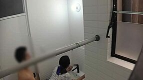 Spying on Spanish teacher fucking lover in bathroom