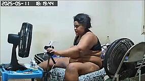 delicious chubby brazilian bbw stepmother with big natural tits bathing and showing her pussy to her stepson
