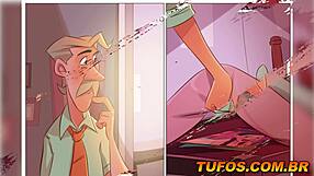 Surprise in the bathroom with a young girl scared by the size.