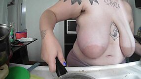 Doing the Dishes with My Boobies Out Feels So Naughty. I Love Showing Off My Huge Brazilian Curves!