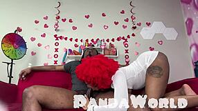 Can Ebony Redhead Squirt While Riding Big Cock?