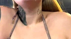 African Tanned Babe with Small Waist Trains at Gym in Thong Bikini, Wet Pussy Dripping