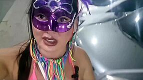 Latina Flashes Clit in Car During Carnival Solo Fetish