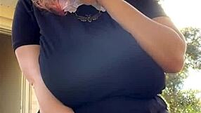 alt milf nextdoor says, i'm smoking outback with my big tits