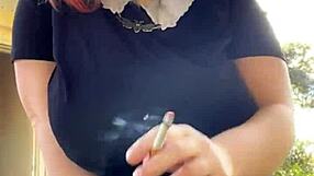 alt milf nextdoor says, i'm smoking outback with my big tits