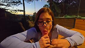 I fucked girlfriend in mountains with outdoor view and facial cumshot