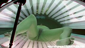 Blonde cutie in public interview