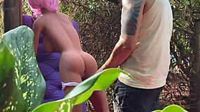 fucking the blonde's ass again with sex toy.