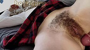 big cock stepson fucks hairy pussy and creampies close up