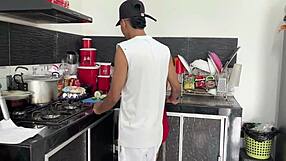 i fuck my cute sister-in-law in kitchen and creampie her pussy