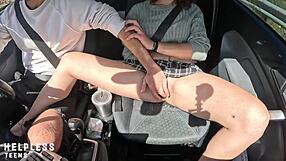 Cute teen gets finger fucked by stepdad in the car 😏