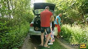 Hunt4k curvy girl with juicy tits has fun with stranger in front of boyfriend