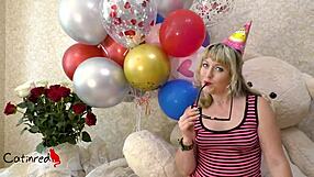 Blonde Swallows Big Cock With Glasses