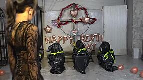 four masochistic men delivered as birthday presents to mistress sara