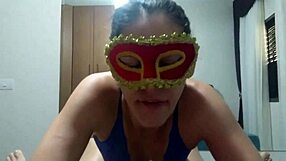 Mature milf with huge natural tits moans during cumshots on her face