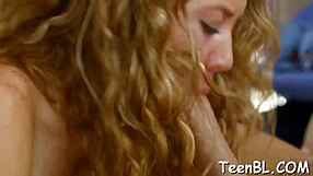 Spicy gal seduces hunk with naughty fellatio versus rough fucking