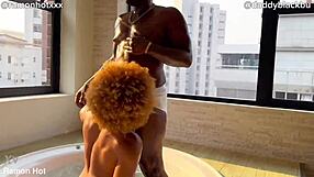 two black guys in hot tub jerking