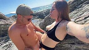 horny couple fucks quickie at the beach
