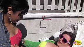 Two Super Sexy Lesbians Fuck Outdoors In Trash Bin