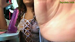 Hot brunette smoking and masturbating in lingerie!