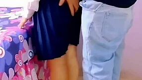 Horny mexican students fuck in living room with family nearby