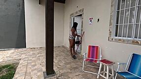 She Cleans House In Tight Clothes And Gets Cum In Mouth!