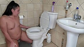 Bbw shows you step-by-step licking a public toilet for cum countdown