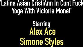 latina asian cristiann dives into cunt fuck yoga with victoria monet using toys