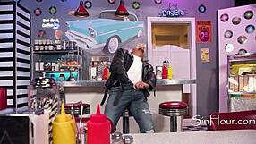 A retro waitress with big ass gets caught masturbating by biker victor ray