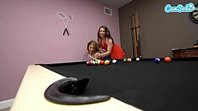 I watch thick mature stepmoms kissing and fingering on the pool table