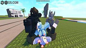 Whoreblox game features intense gangbang action in moment 11 with creampie