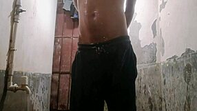 Kolkata boy alone in bathroom masturbating big cock?