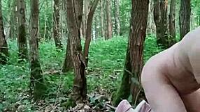 Homemade slave self-session in forest with bondage and slaps